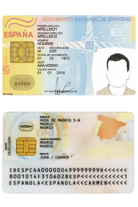 Ejemplo de fotografía de un DNI claro y sin reflejos para el alta en O2 para movil