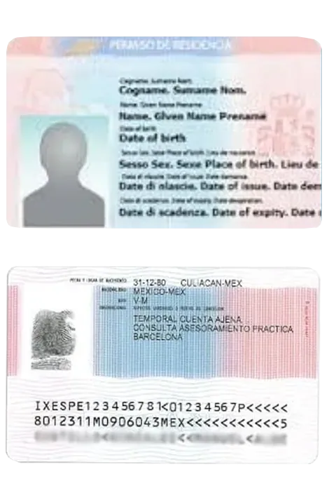 Ejemplo de fotografía de un NIE claro y sin reflejos para el alta en O2 para movil